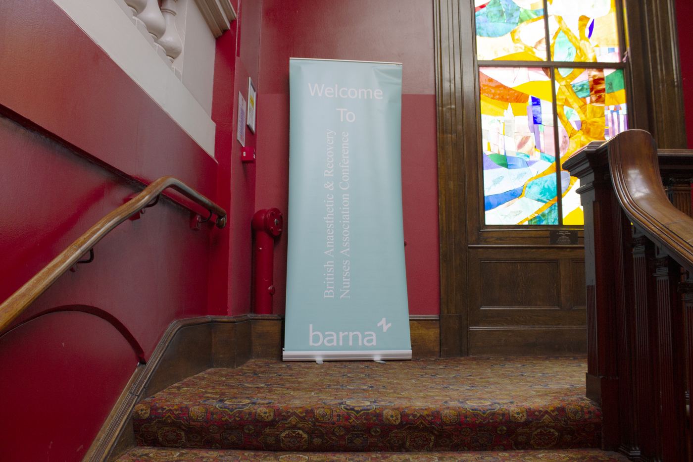 BARNA banner on the staircase at St Thomas&rsquo; Hospital