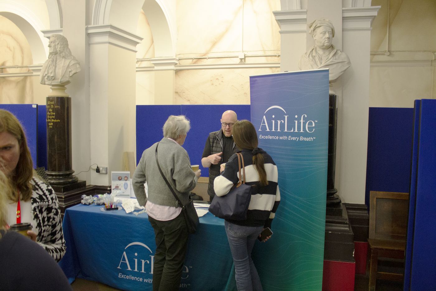 Exhibitor stands during a refreshment break